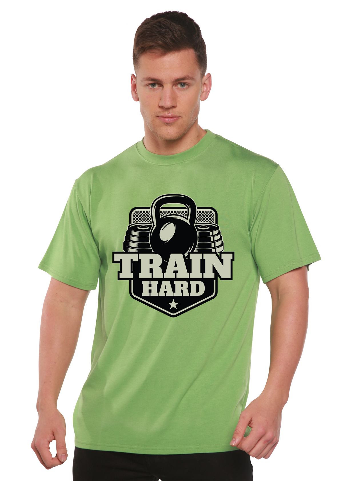 Train Hard men's short sleeve graphic T-shirt in bamboo viscose and organic cotton