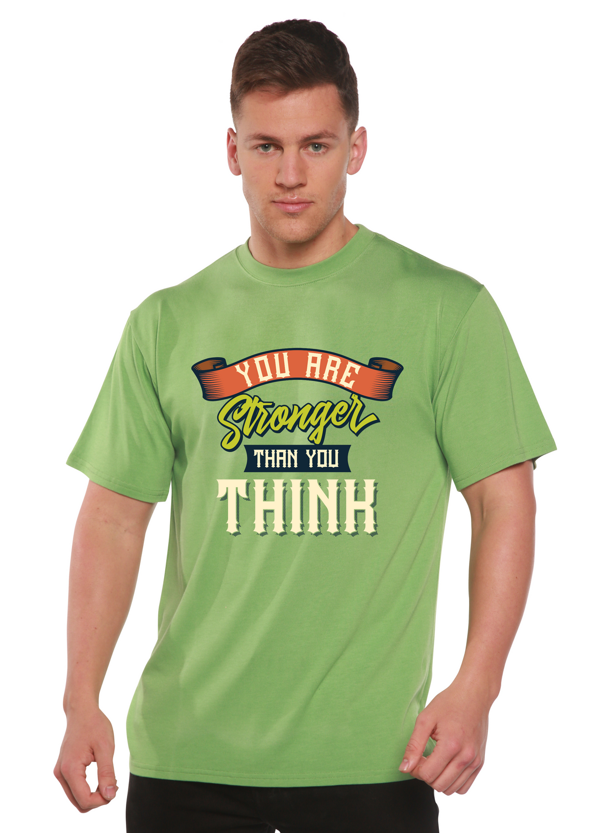 You Are Stronger Than You Think men's short sleeve graphic T-shirt in bamboo viscose and organic cotton