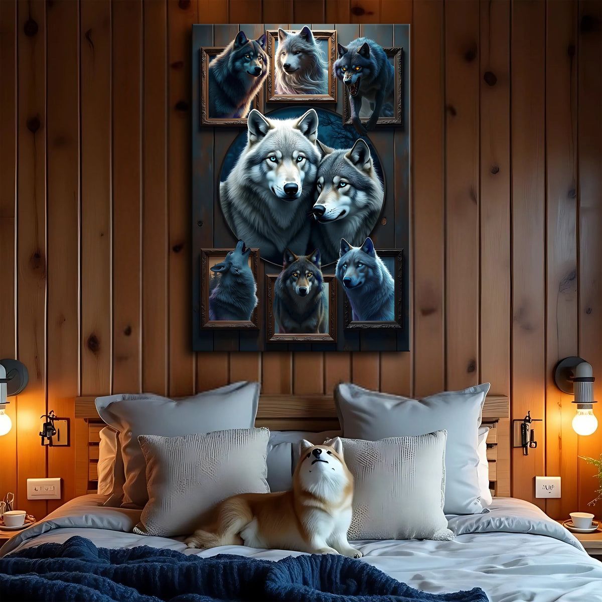 3D Wolf Collage Wall Art II canvas by Tailored Canvases