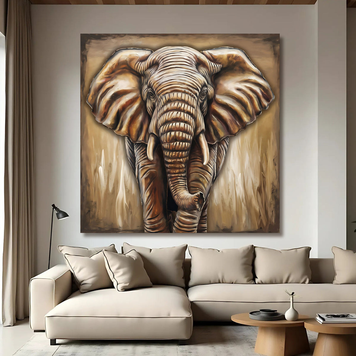3D Elephant Wall Art canvas by Tailored Canvases, view 2