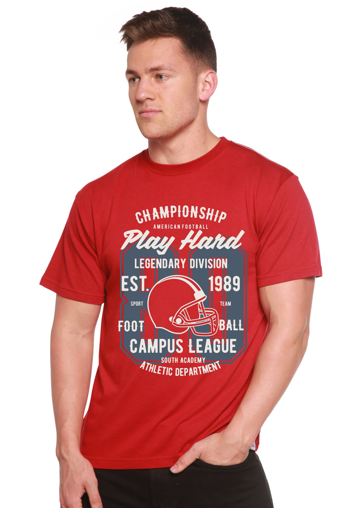 Play Hard men's bamboo graphic T-shirt – view 3
