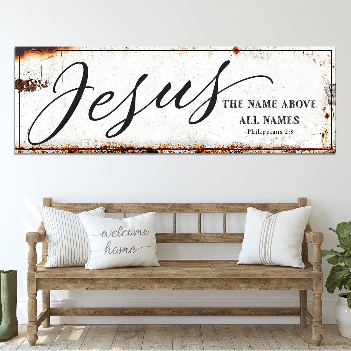 Jesus The Name Above All Names - Philippians 2:9 Faith Sign by Tailored Canvases
