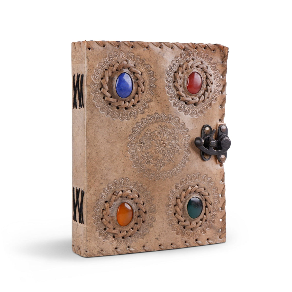 Handcrafted Vintage 4 Stone Leather Diary by Classy Leather Bags