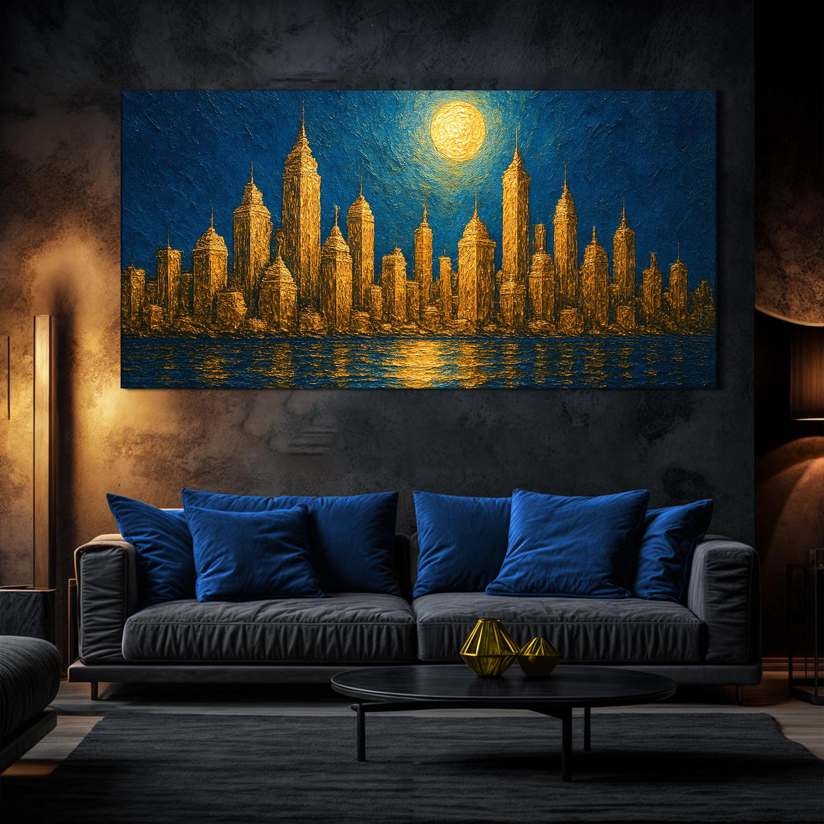 Golden Metropolis Cityscape Impasto Wall Art by Tailored Canvases