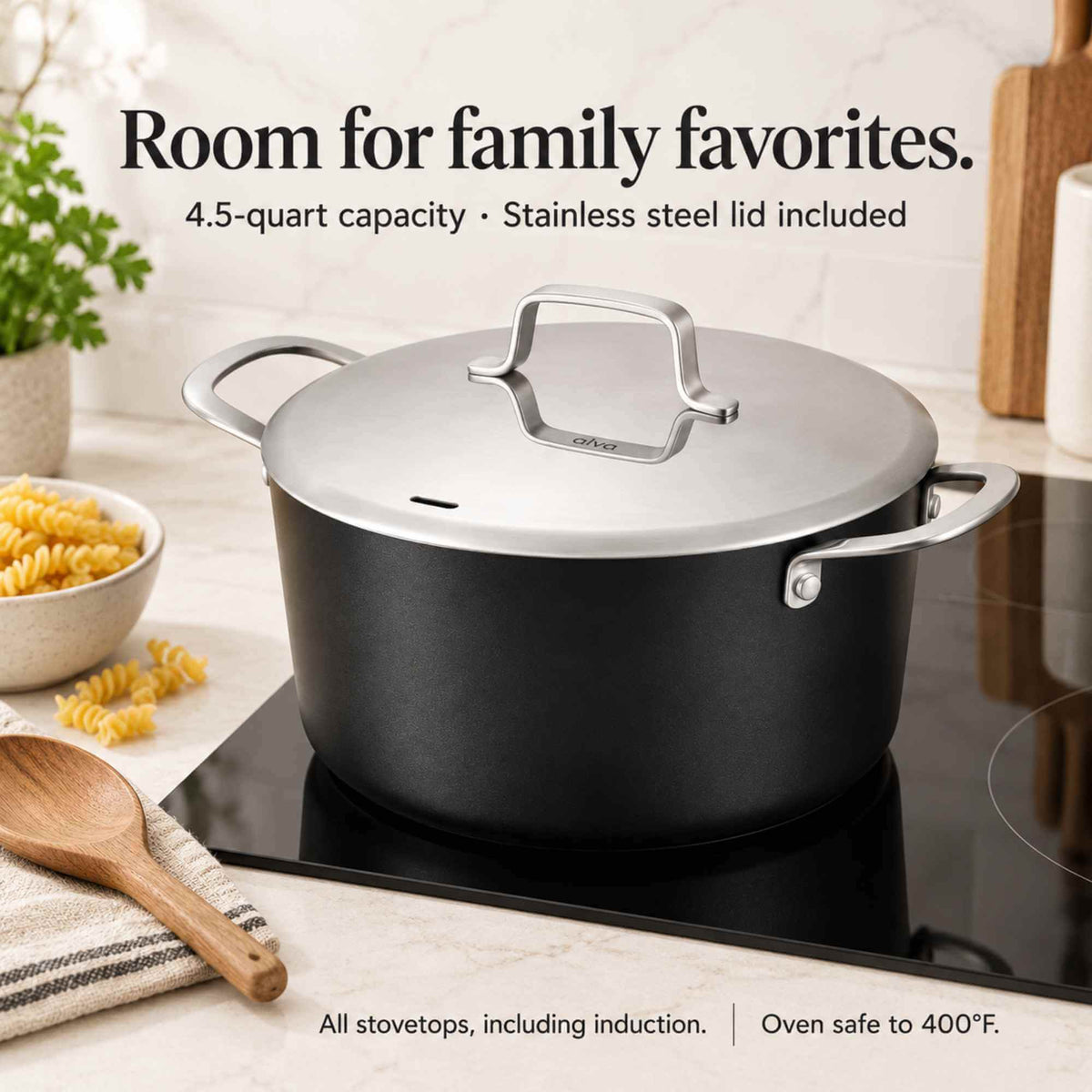 Ceramic Nonstick Stock Pot with Lid, 4.5-Qt by Alva Cookware