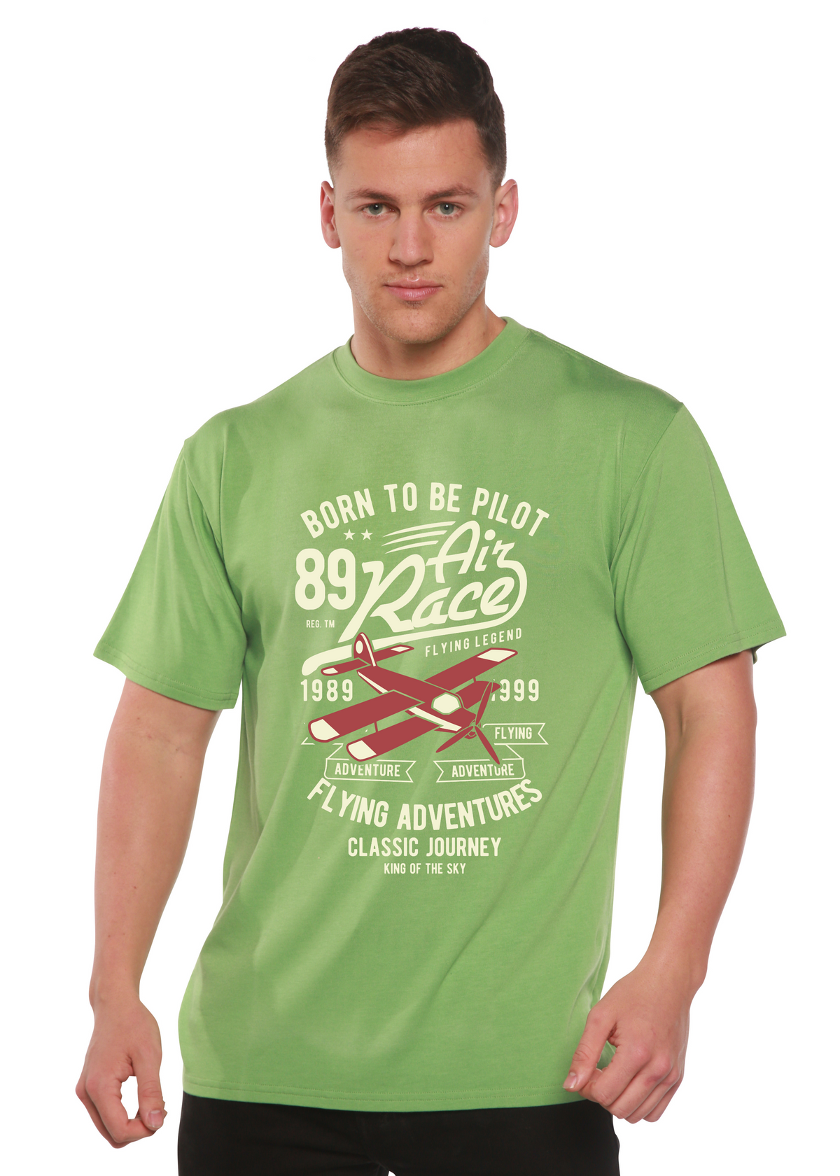 Born to Be Pilot men's bamboo graphic T-shirt – view 4