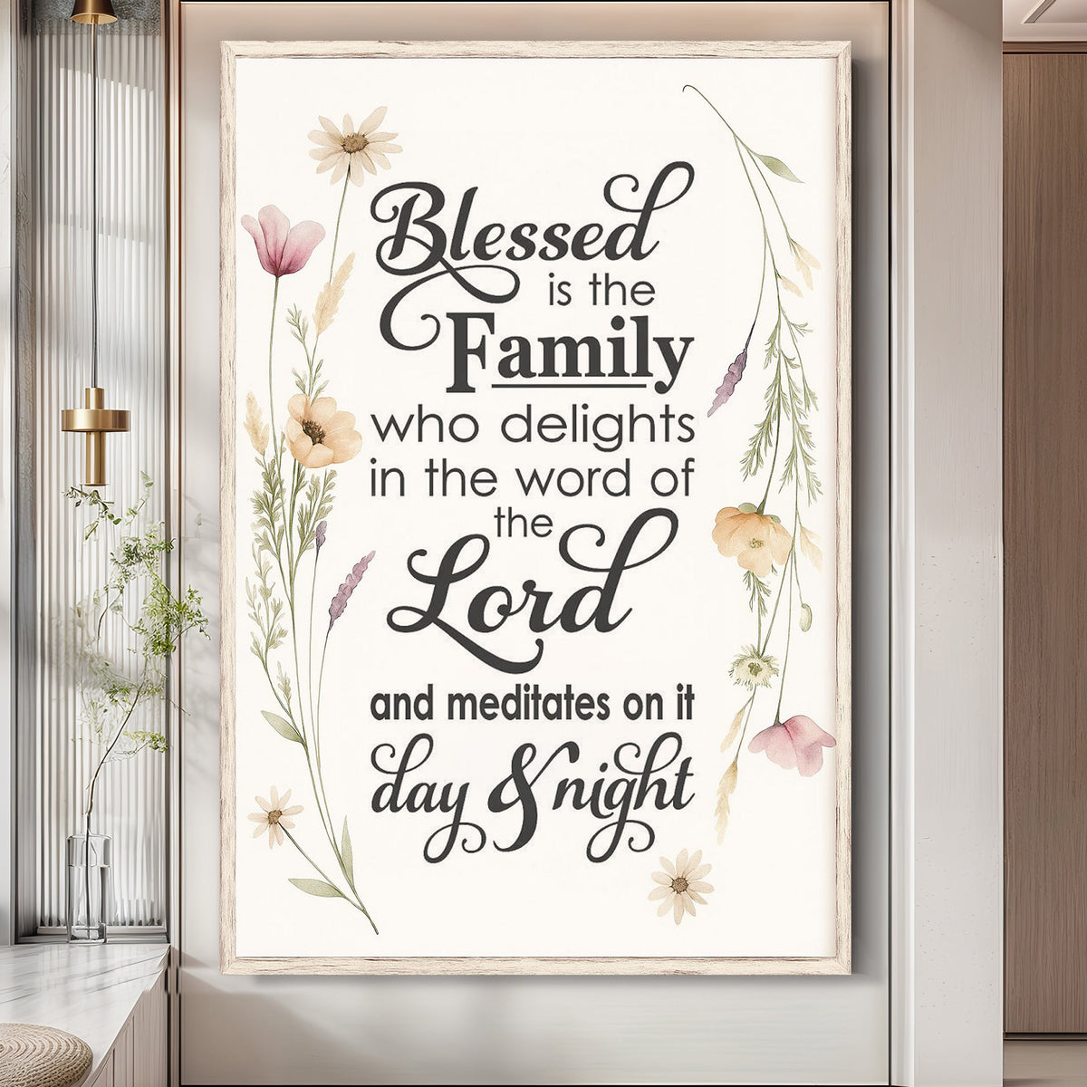 Blessed Is The Family Faith Sign by Tailored Canvases