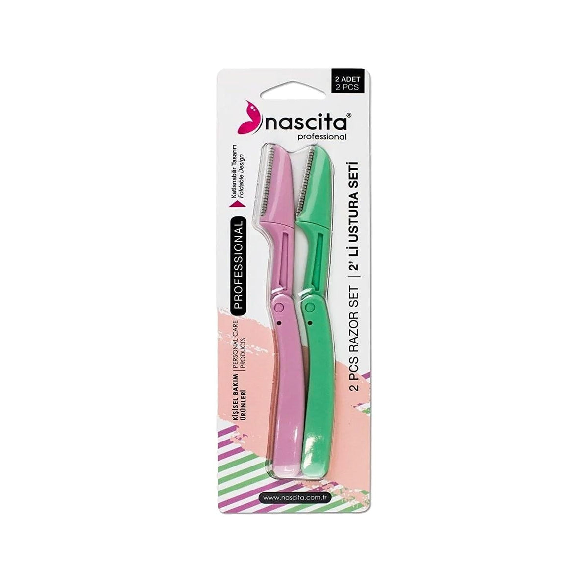 Nascita Collapsible Razor Set - 2-Piece Portable Shaving Kit for Travelers by Beauty Care Bag