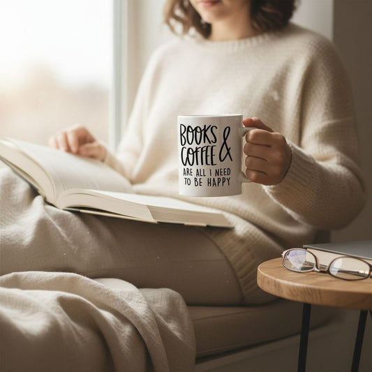 Book Lover Mug - Ceramic Coffee Mug for Book Club Gifts & Reader Gift Ideas 11 oz or 15 oz by Joyful Moose