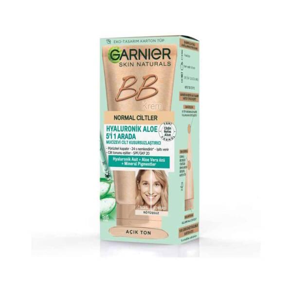 Garnier Skin Naturals BB Cream - 5-in-1 Skincare & Makeup Solution with Hyaluronic Acid & Aloe Vera - Natural Coverage & UV Protection - Light Tone, 50ml by Beauty Care Bag