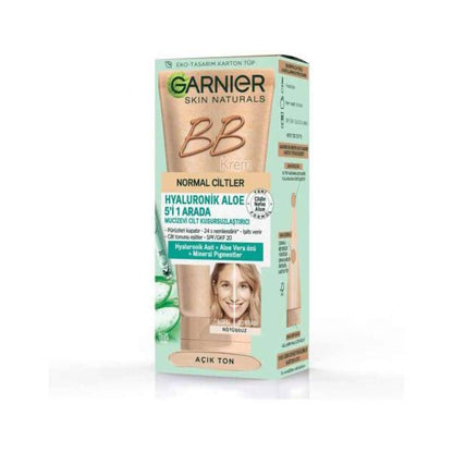 Garnier Skin Naturals BB Cream - 5-in-1 Skincare & Makeup Solution with Hyaluronic Acid & Aloe Vera - Natural Coverage & UV Protection - Light Tone, 50ml by Beauty Care Bag