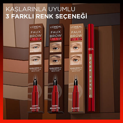 Loreal Paris Infaillible Faux Brow: Ultra-Fine Dark Brunette Brow Pencil for Natural, Long-Lasting, Smudge & Waterproof Definition by Beauty Care Bag