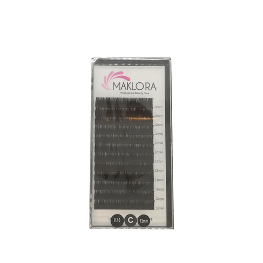Maklora Eyelash Extensions, Volume C Curl Synthetic Silk Lashes - 0.07 Thickness, 12mm Length by Beauty Care Bag