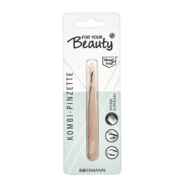 For Your Beauty Precision Slanted Tip Tweezers for Hair Removal and False Eyelash Application - Stainless Steel, High Precision Grooming Tool by Beauty Care Bag