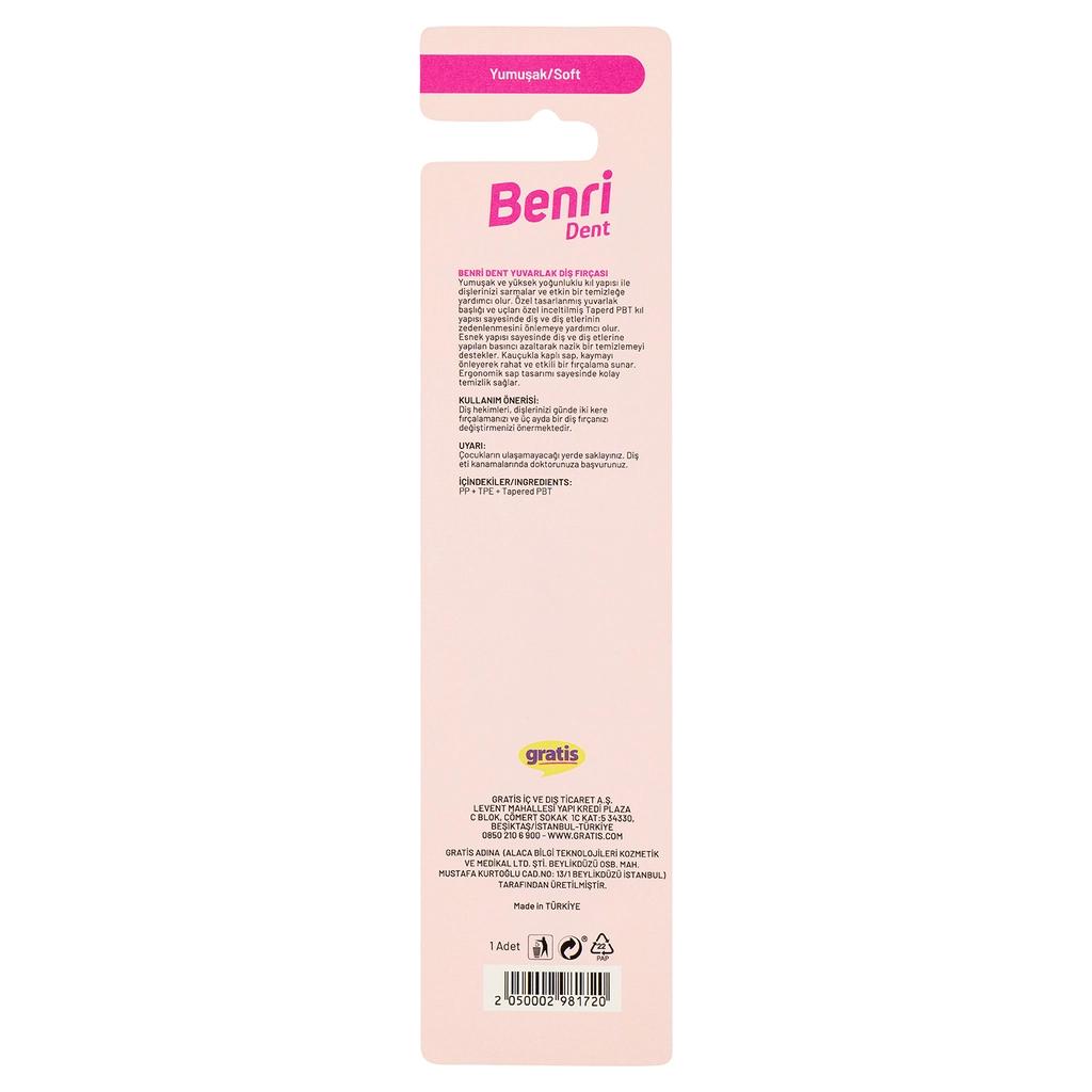 Benri Dent Round Toothbrush (Soft) by Beauty Care Bag