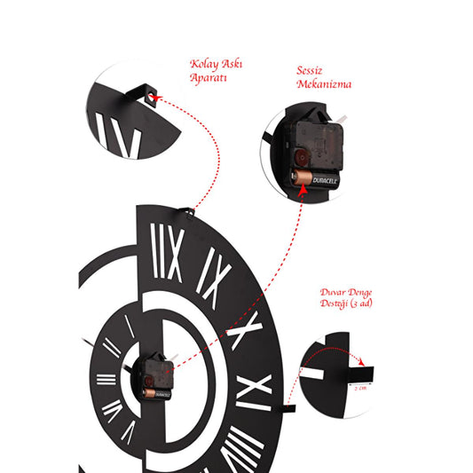 Muyika 50cm Metal Silent Wall Clock - Modern Large Wall Decor for Indoor Spaces by Beauty Care Bag