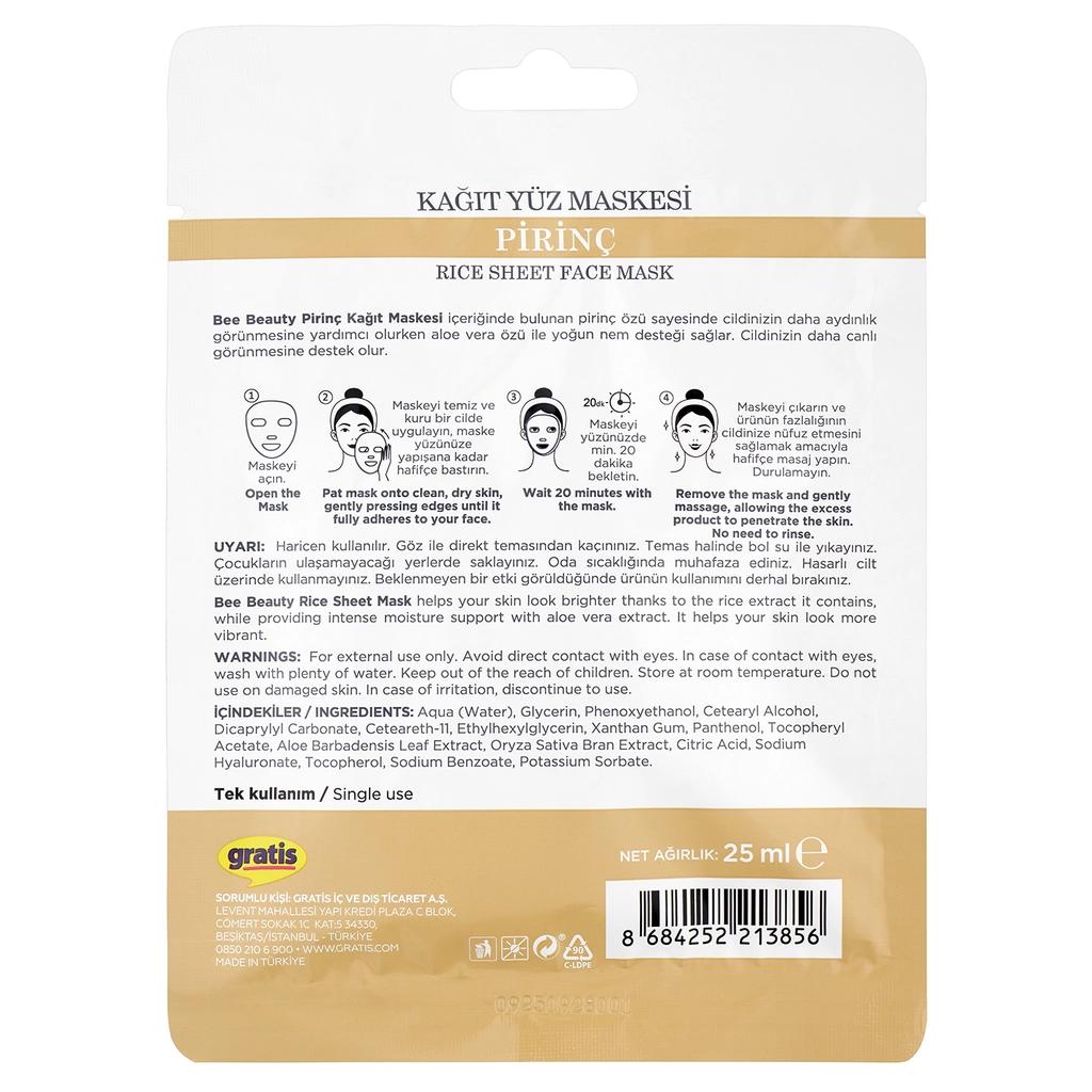Bee Beauty Rice Face Mask for Brightening & Glow 25 ml by Beauty Care Bag