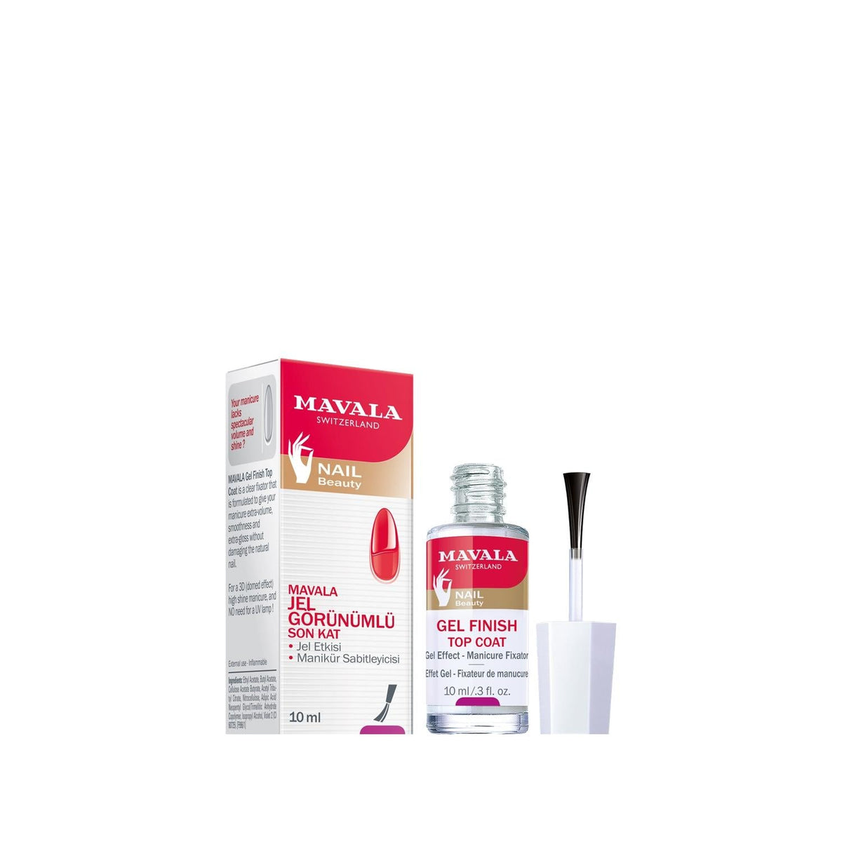 Mavala Nail Care - Gel-Look Top Coat 10ml Gel Finish Top Coat for Long-Lasting Shine by Beauty Care Bag