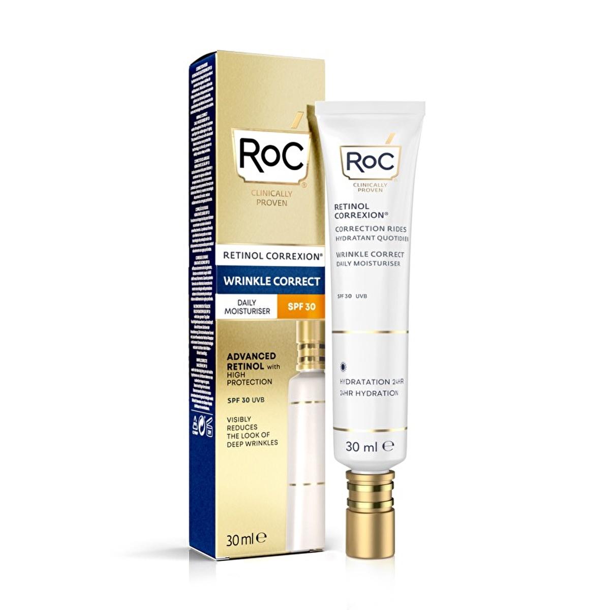 RoC Retinol Correxion: Anti-Wrinkle Day Cream SPF 30 - Reduce Wrinkles, Protect & Hydrate for Youthful Skin by Beauty Care Bag