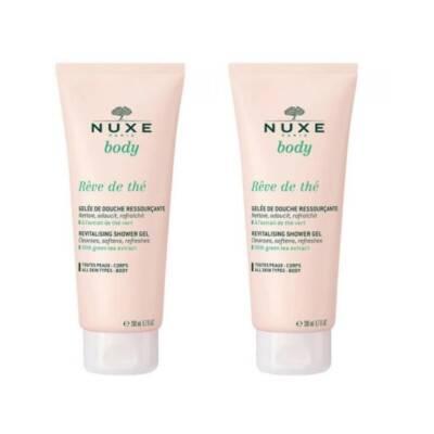 Nuxe Reve De The Revitalizing Shower Gel (2 x 200ml): Gentle, Vegan Formula with Green Tea for a Refreshing & Natural Cleanse by Beauty Care Bag