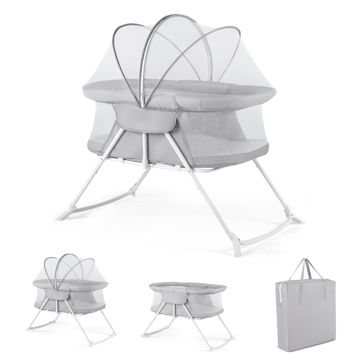 Foldable bedside baby bassinet with mesh sides by GBruno Store, view 2