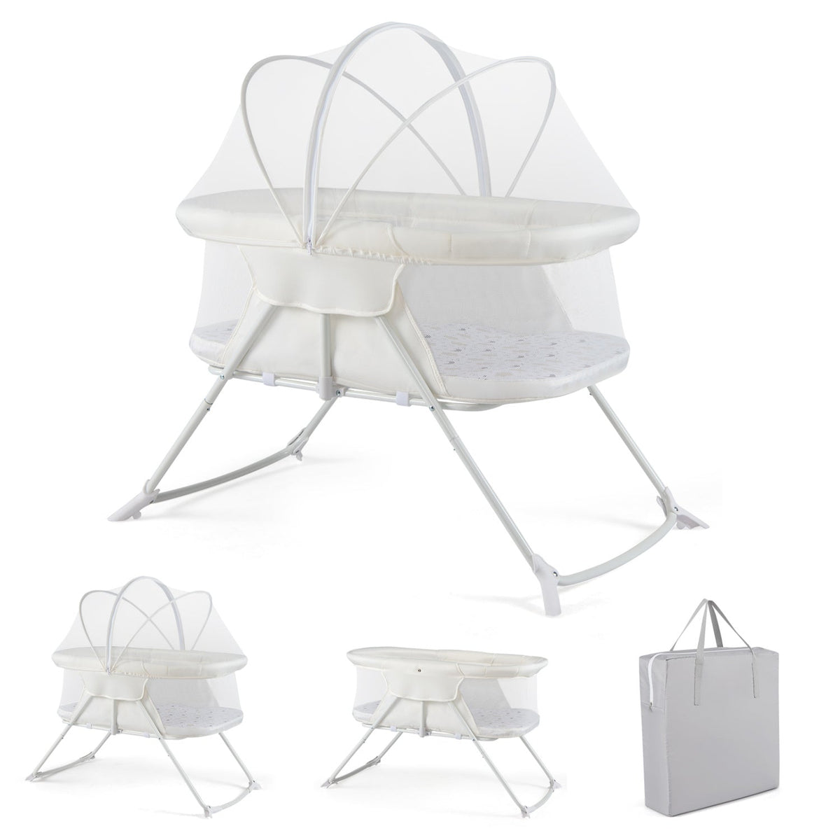 2-in-1 rocking baby bassinet with breathable mesh by GBruno Store