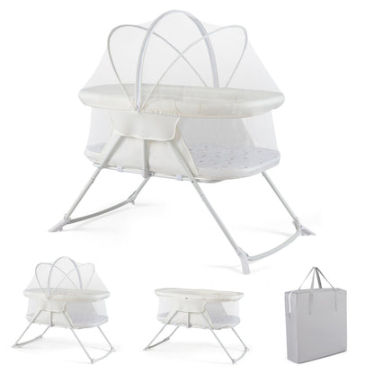 2-in-1 rocking baby bassinet with breathable mesh by GBruno Store