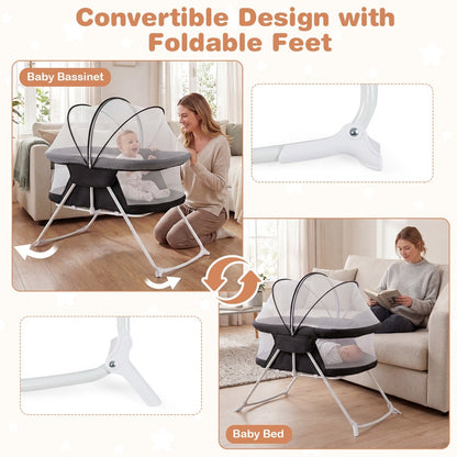 2-in-1 rocking baby bassinet with breathable mesh by GBruno Store, view 21
