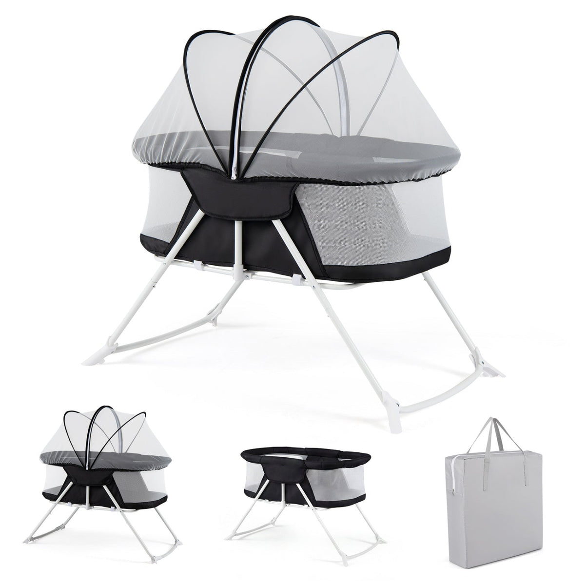 2-in-1 rocking baby bassinet with breathable mesh by GBruno Store, view 3