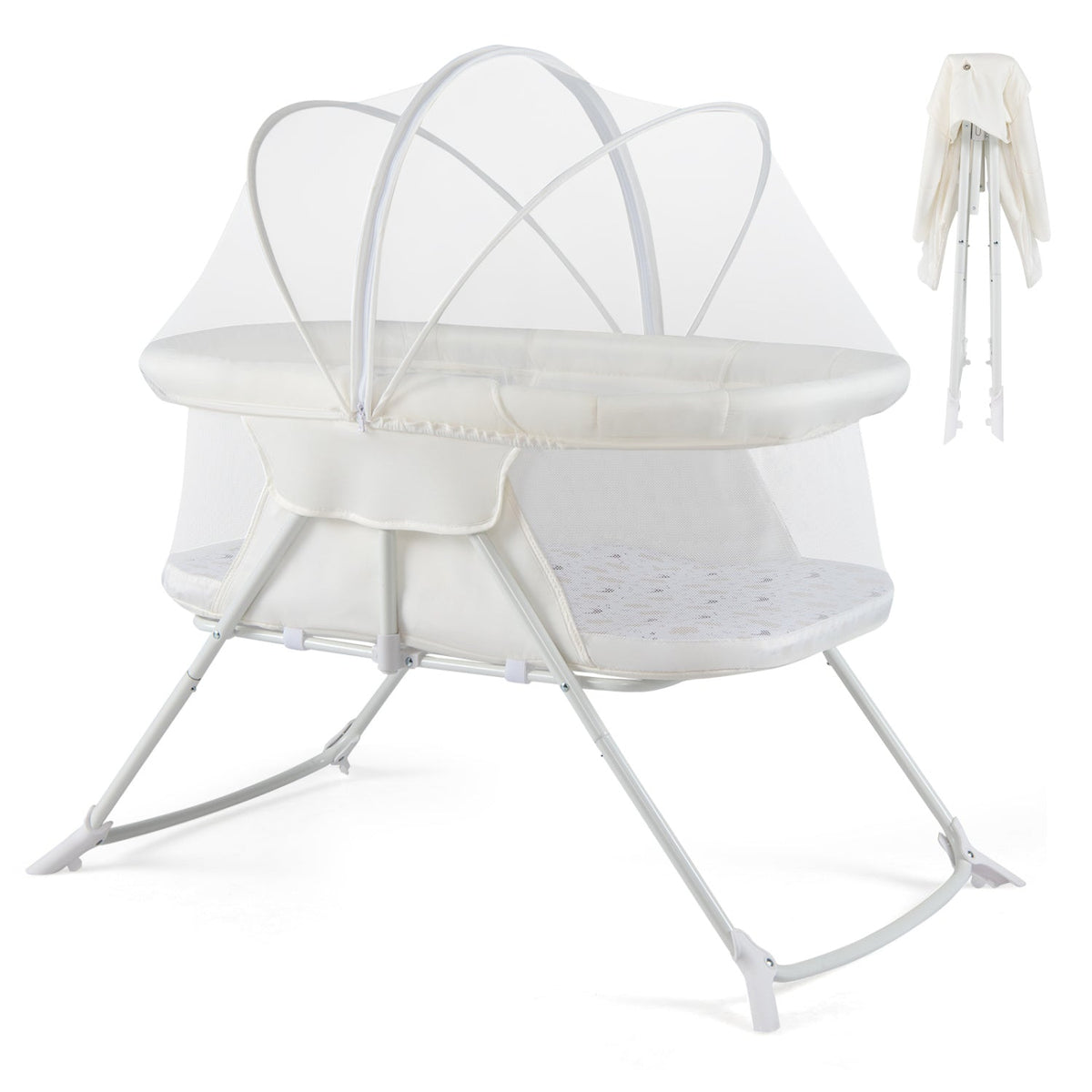 Foldable bedside baby bassinet with mesh sides by GBruno Store, view 5