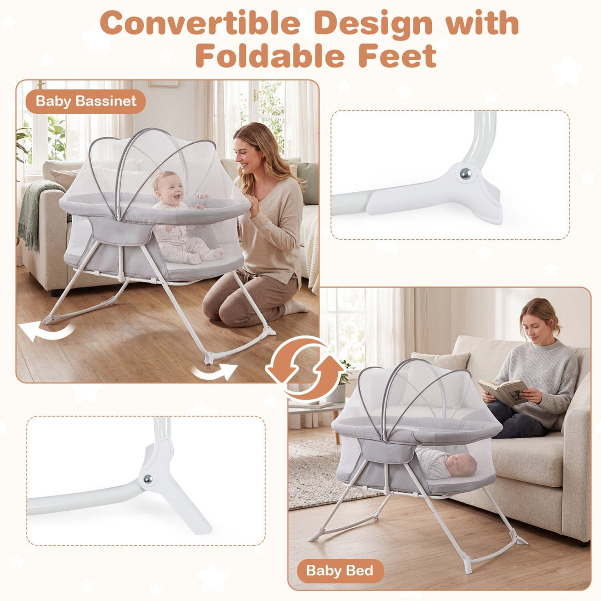 2-in-1 rocking baby bassinet with breathable mesh by GBruno Store, view 14