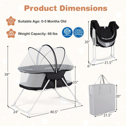 2-in-1 rocking baby bassinet with breathable mesh by GBruno Store, view 20
