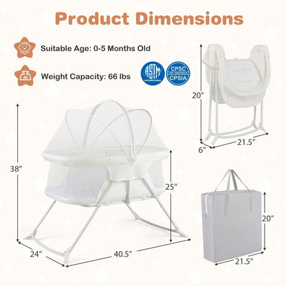 2-in-1 rocking baby bassinet with breathable mesh by GBruno Store, view 6
