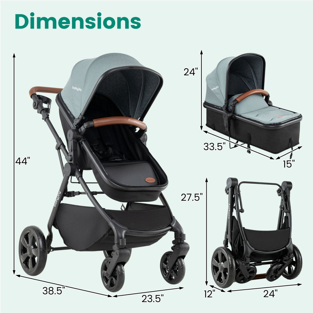GBruno Store 2-in-1 convertible baby stroller, view 12