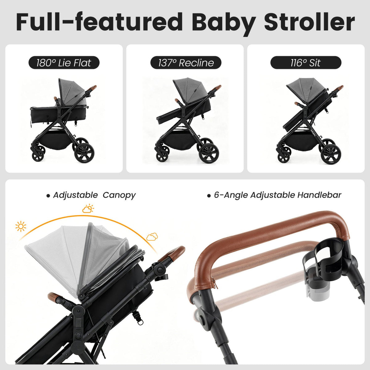 GBruno Store 2-in-1 convertible baby stroller, view 5
