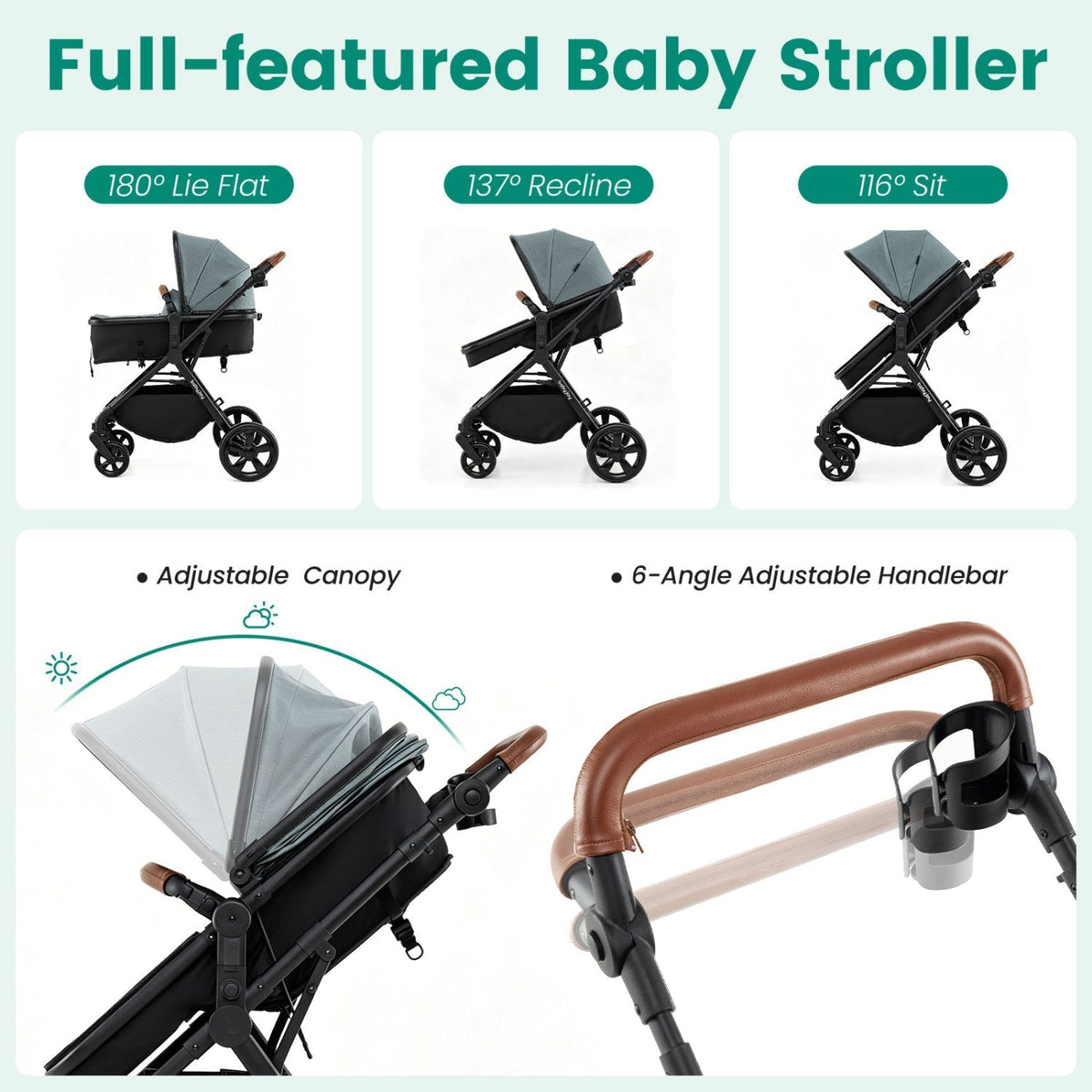 GBruno Store 2-in-1 convertible baby stroller, view 13