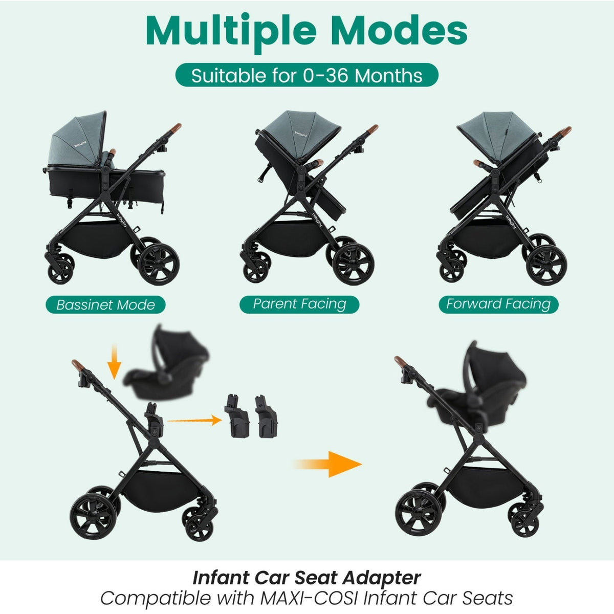 GBruno Store 2-in-1 convertible baby stroller, view 15