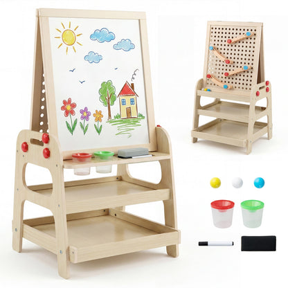 GBruno Store 2-in-1 kids art easel with magnetic whiteboard and marble run, view 3