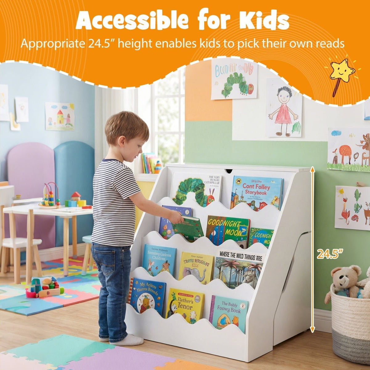 GBruno Store 2-in-1 kids bookshelf and toy storage organizer, view 15