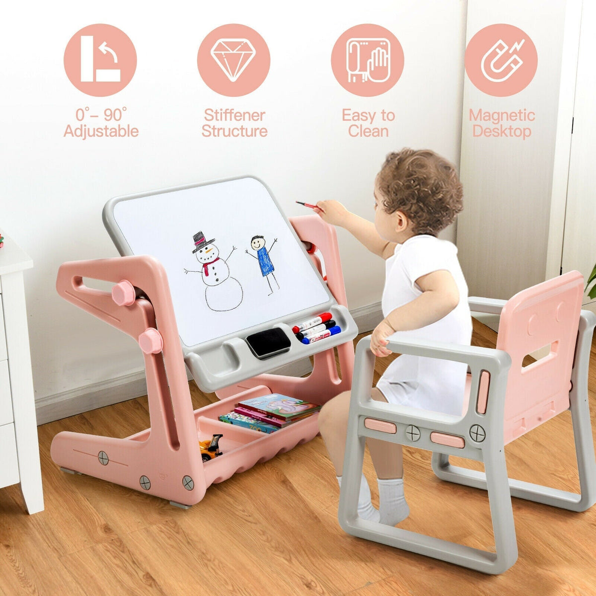 2-in-1 kids easel table and chair set by GBruno Store, view 18