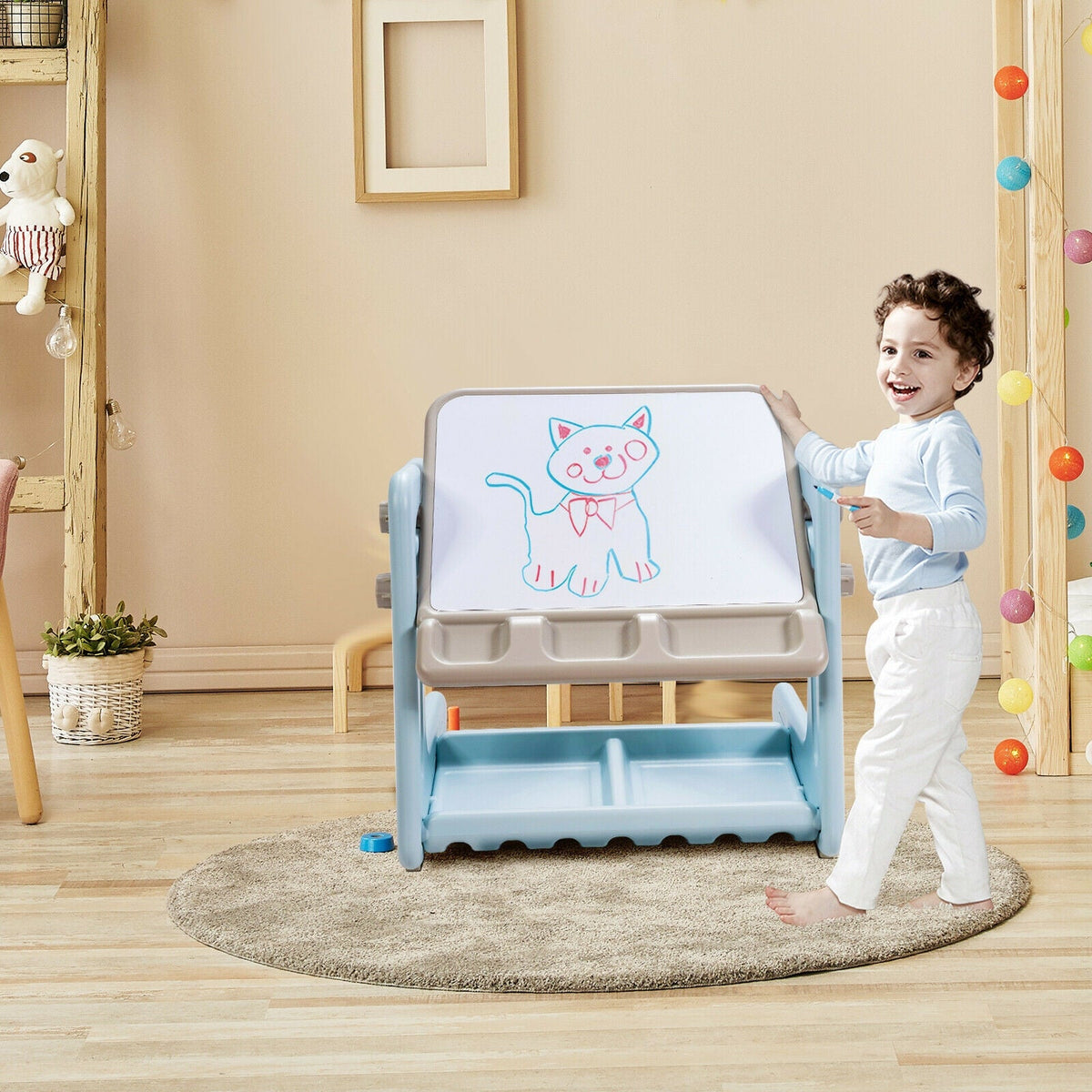 Adjustable kids art table and chair with painting board by GBruno Store, view 2