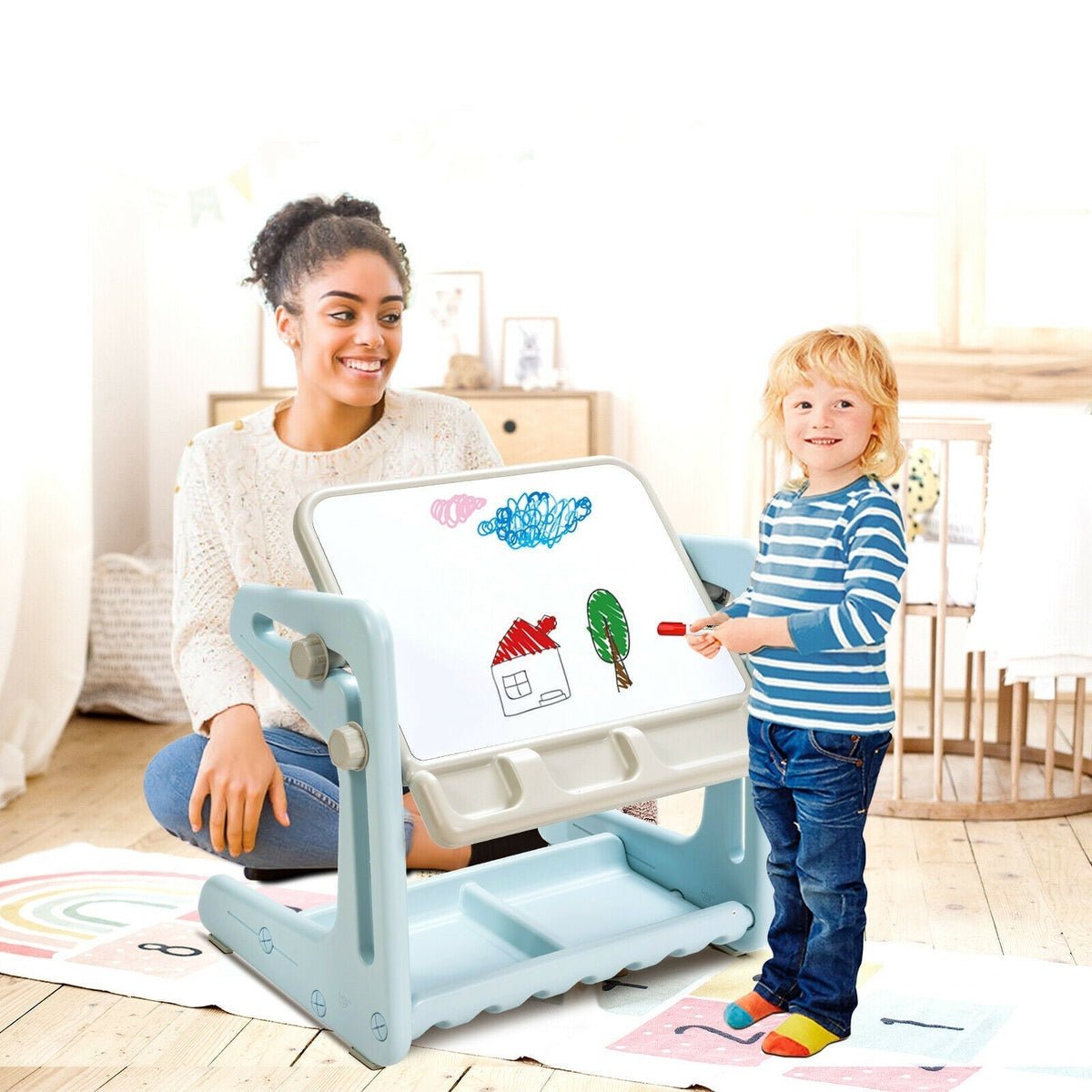 2-in-1 kids easel table and chair set by GBruno Store, view 6