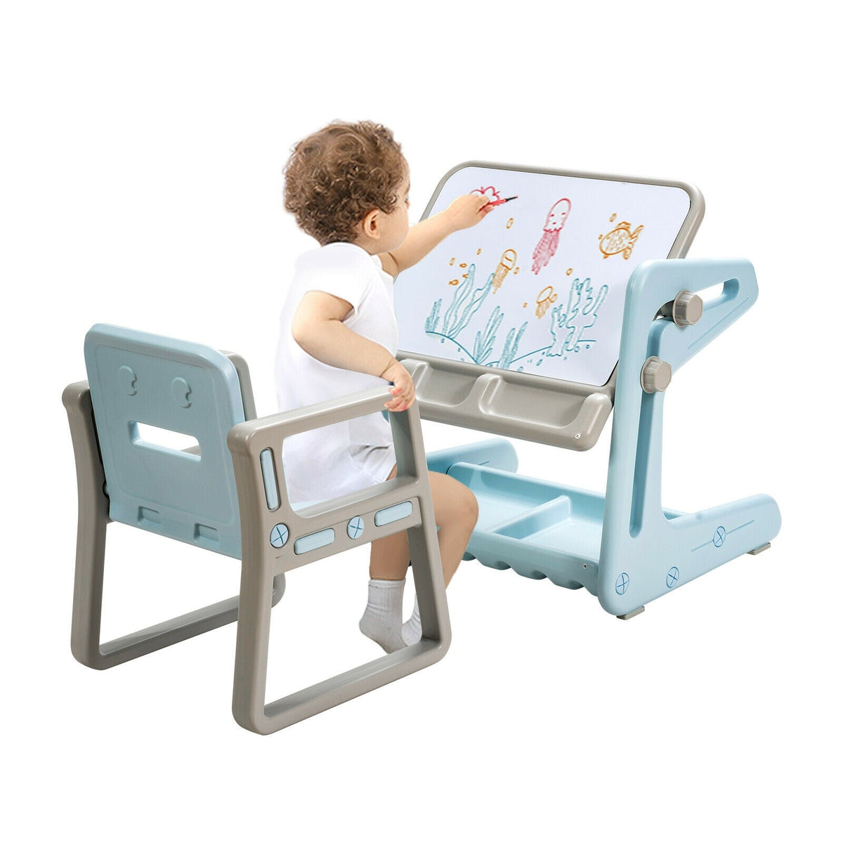 Adjustable kids art table and chair with painting board by GBruno Store, view 12