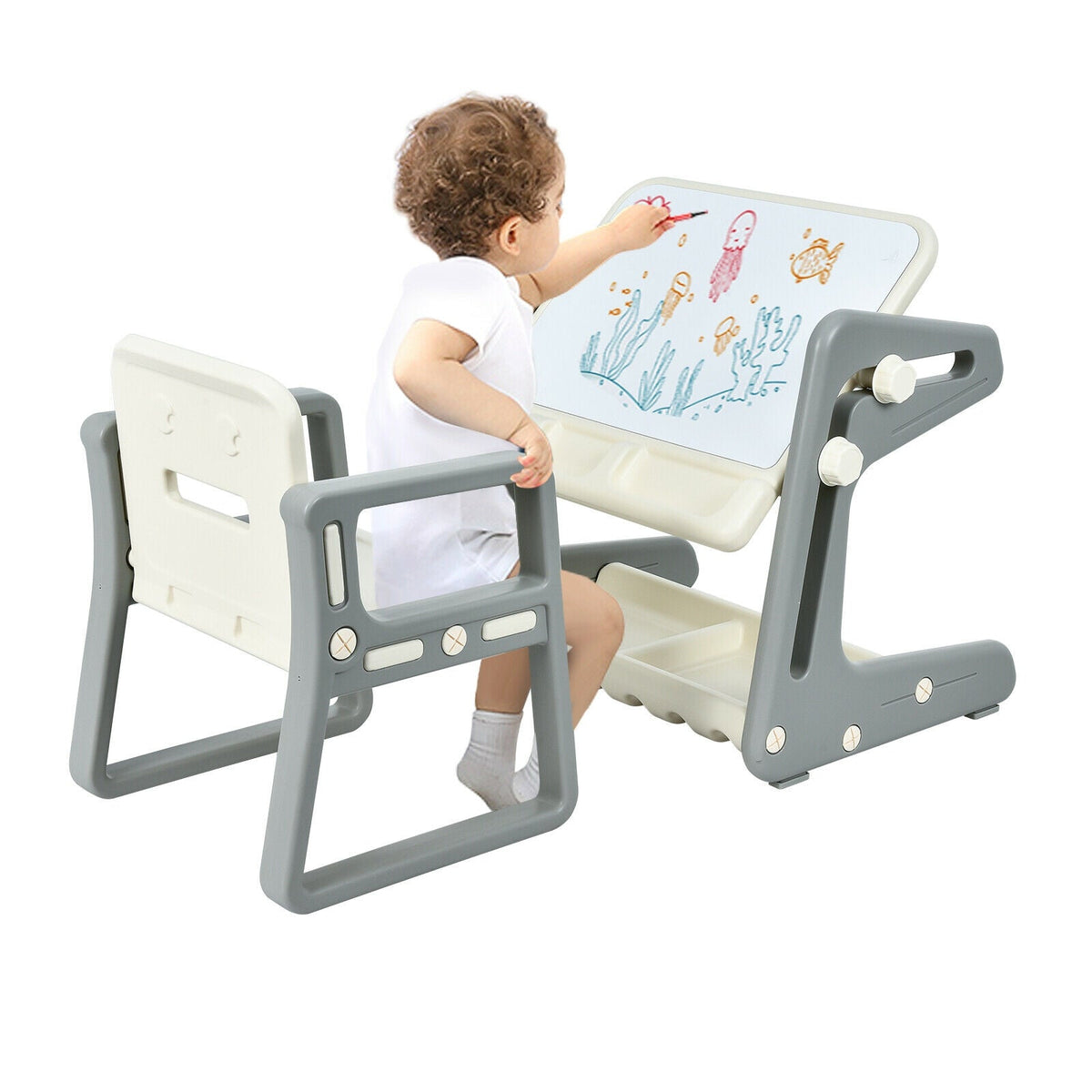 Adjustable kids art table and chair with painting board by GBruno Store, view 10
