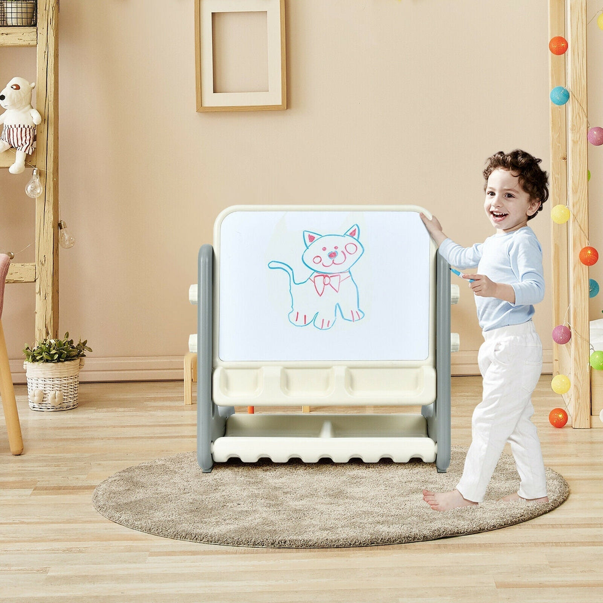Adjustable kids art table and chair with painting board by GBruno Store, view 4