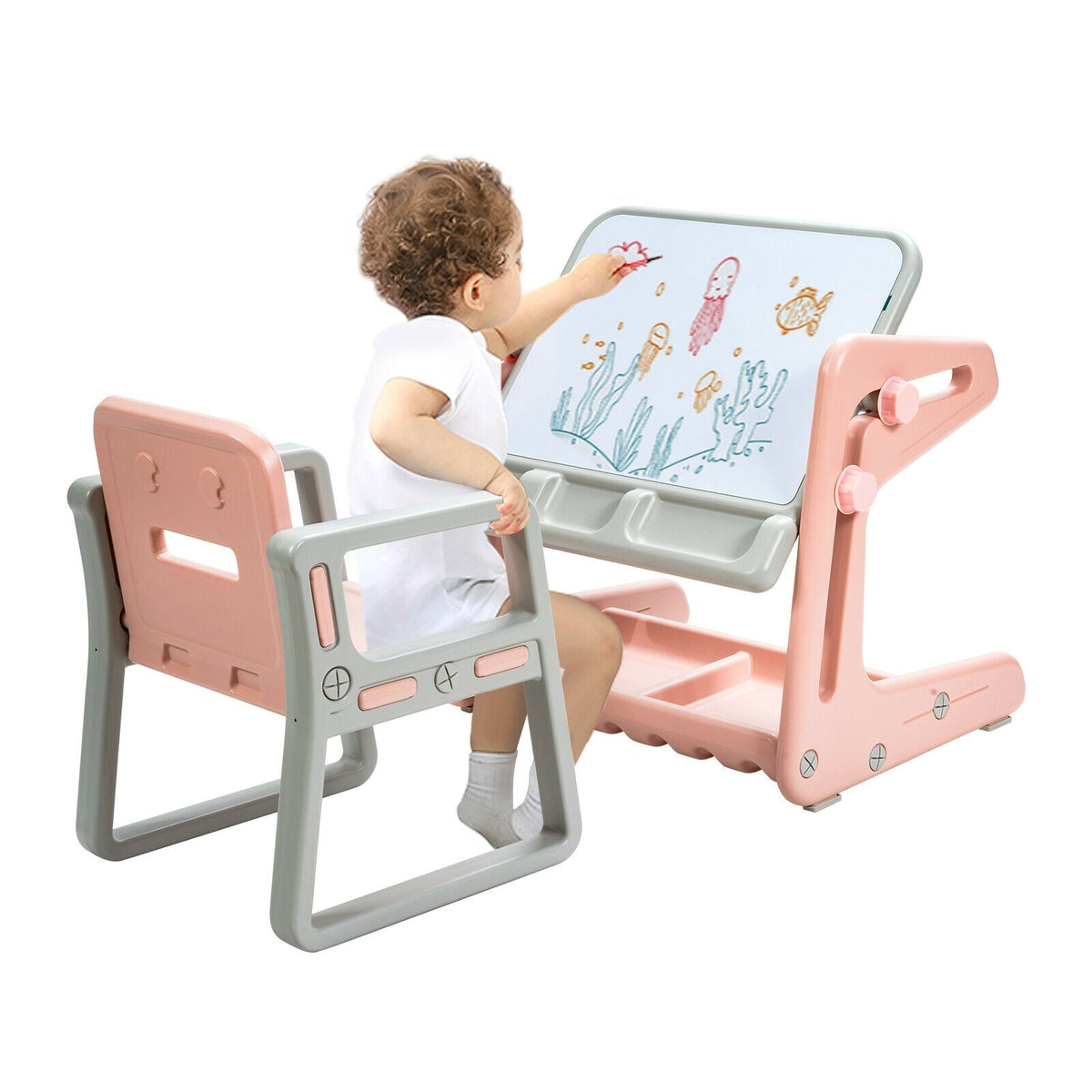 Adjustable kids art table and chair with painting board by GBruno Store, view 11