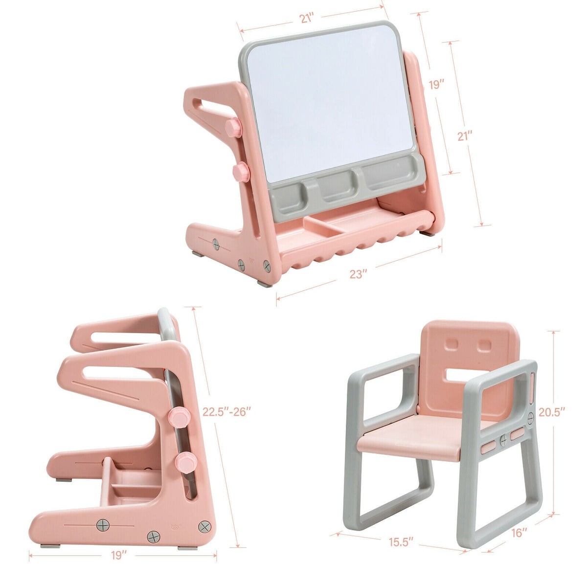 2-in-1 kids easel table and chair set by GBruno Store, view 13