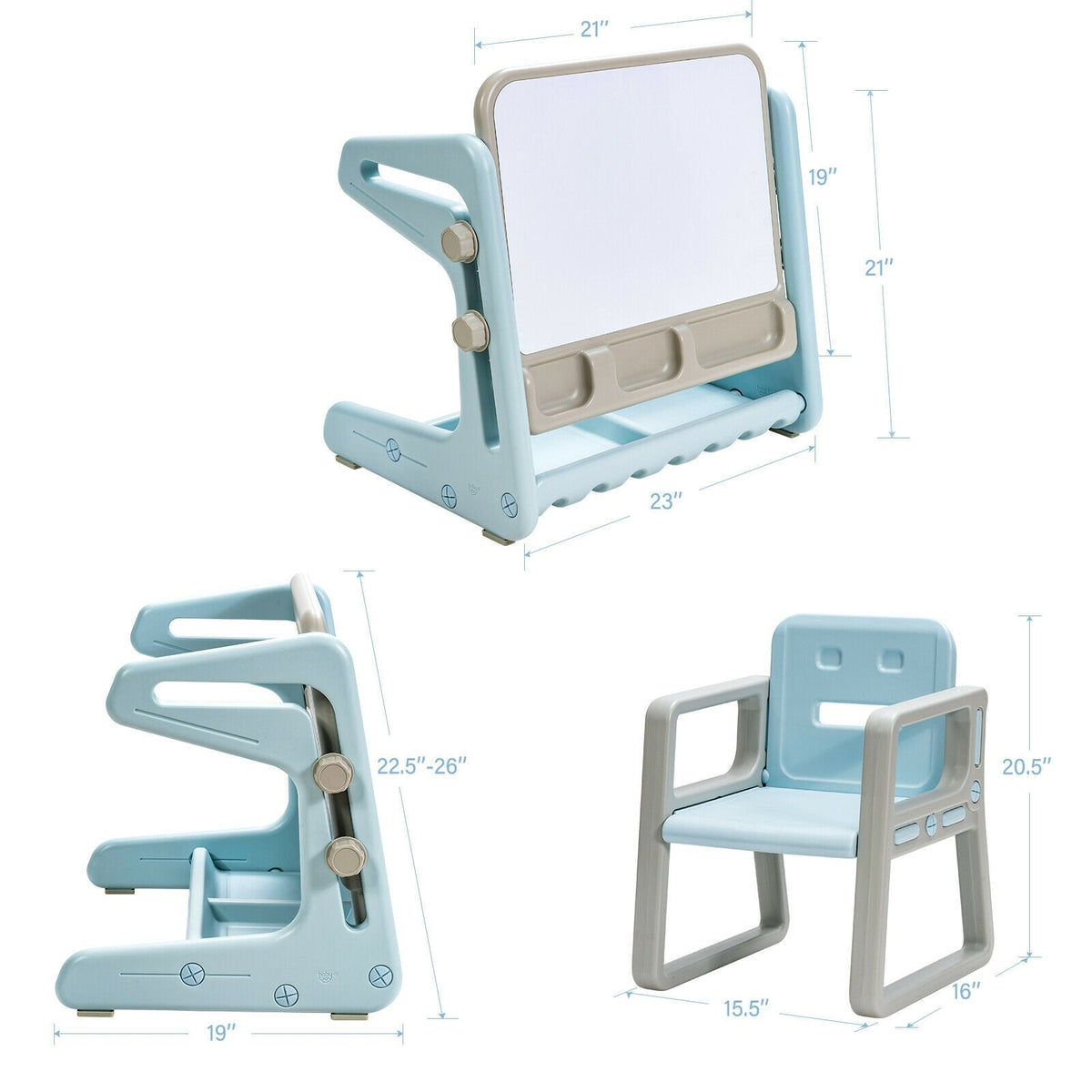 2-in-1 kids easel table and chair set by GBruno Store, view 14