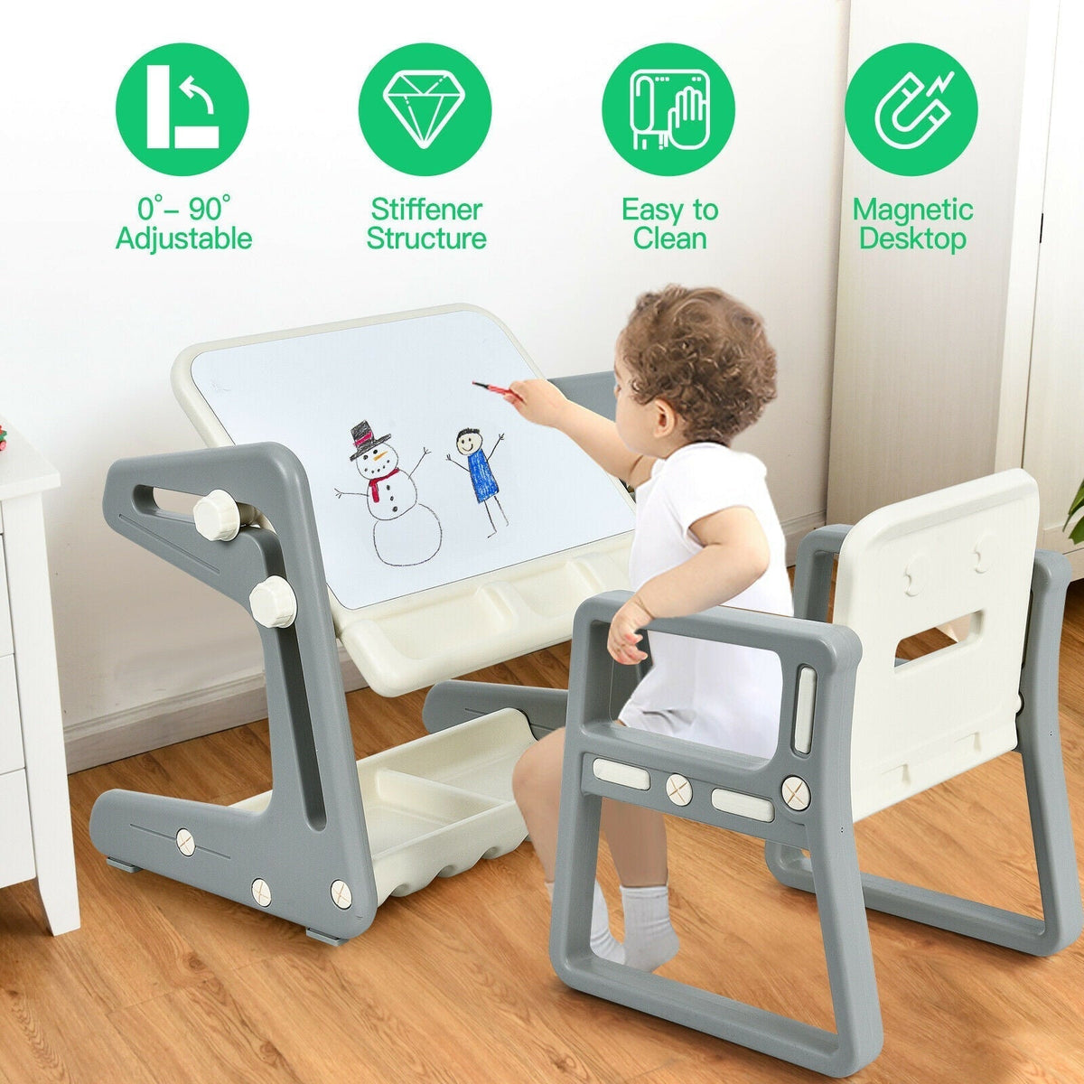 Adjustable kids art table and chair with painting board by GBruno Store, view 17