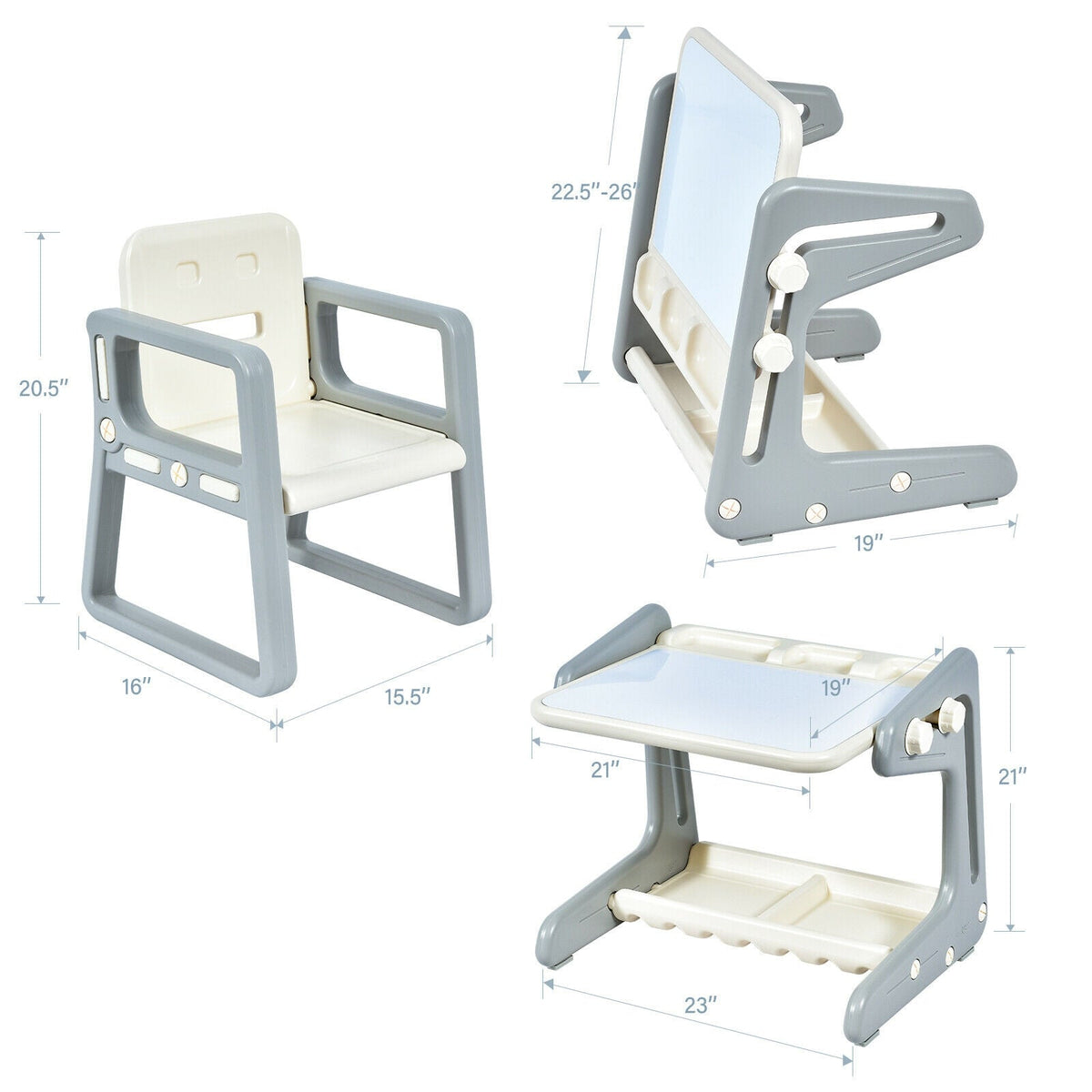 2-in-1 kids easel table and chair set by GBruno Store, view 15